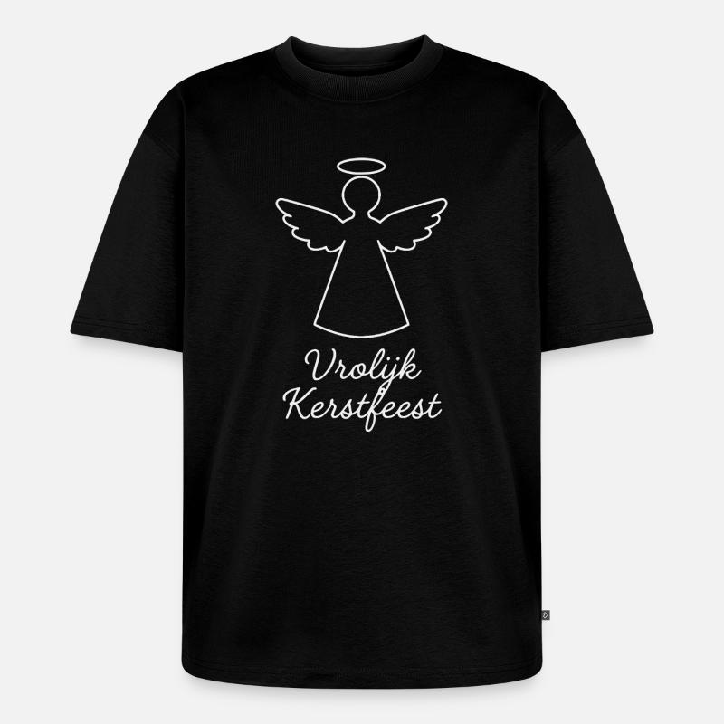 Werihnachtsengel Vrolijk Kerstfeest Engel - Unisex Premium Oversized Bio T-Shirt - Schwarz