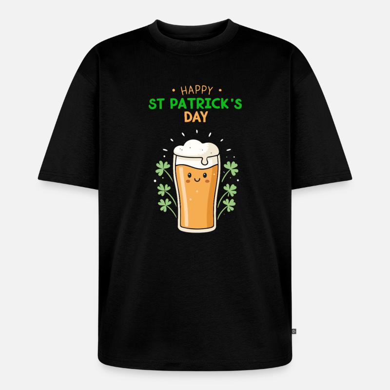 Frohes St. Patrick's Day Bier - Unisex Premium Oversized Bio T-Shirt - Schwarz