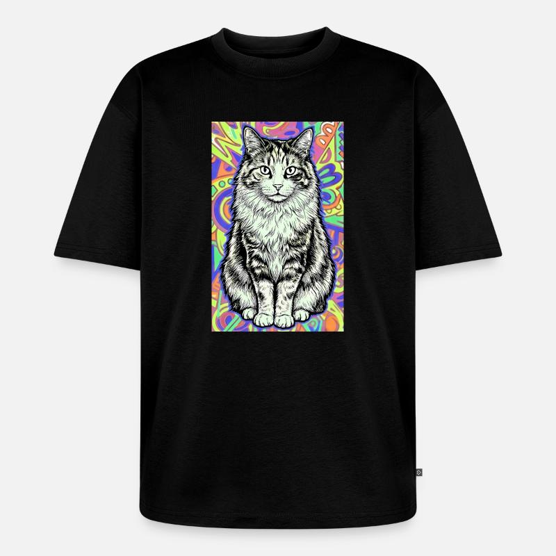 Katze - Unisex Premium Oversized Bio T-Shirt - Schwarz