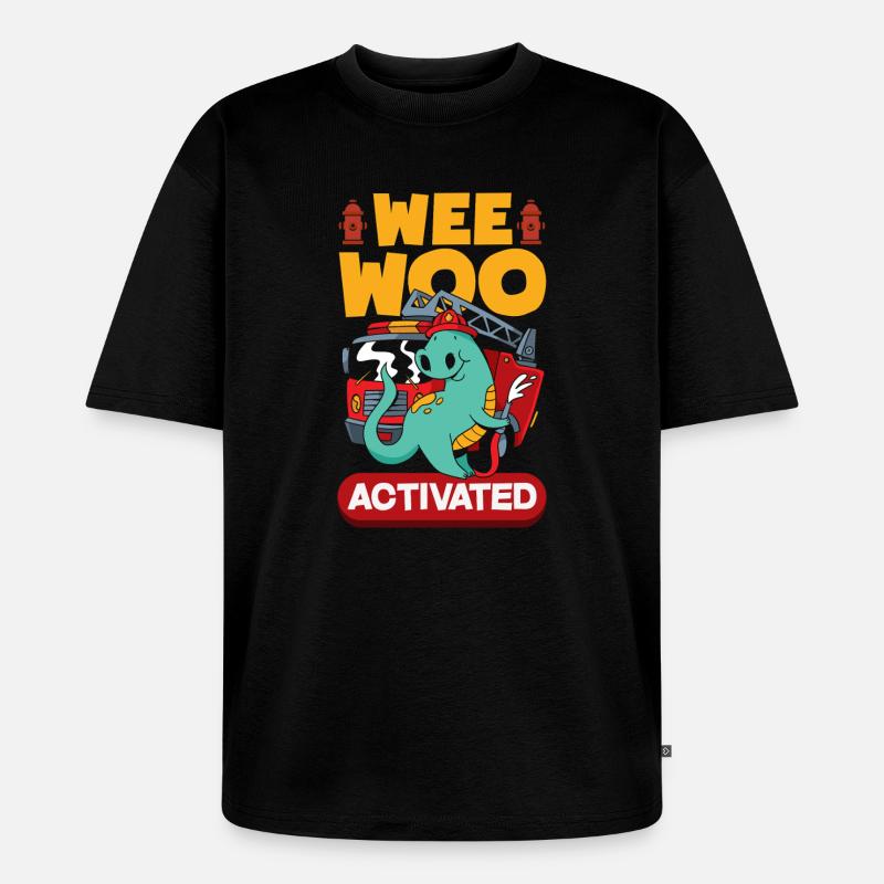 Wee Woo Squad Fire Tiny Firefighter - Unisex Premium Oversized Organic T-Shirt - black