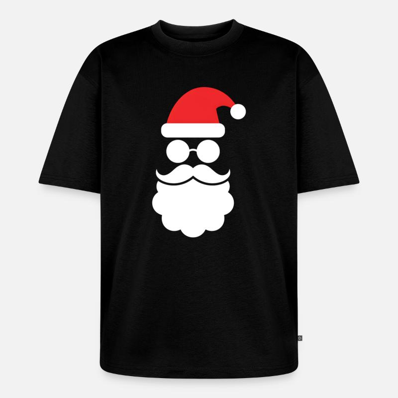 Weihnachtsmann mit Bart Minimal Kopf Design - Unisex Premium Oversized Bio T-Shirt - Schwarz