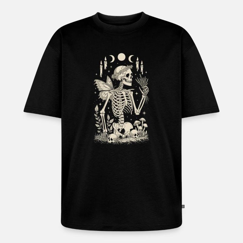Gothic Skelett Fee mit Mondphasen - Unisex Premium Oversized Bio T-Shirt - Schwarz