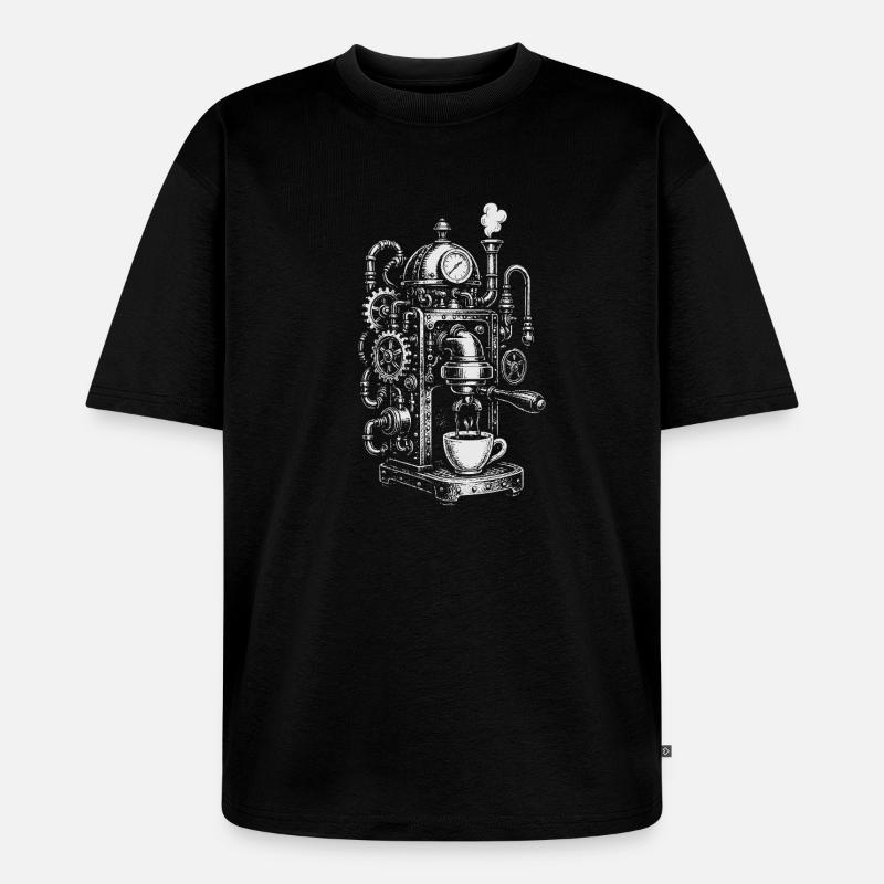 Steampunk-Espressomaschine - Unisex Premium Oversized Bio T-Shirt - Schwarz