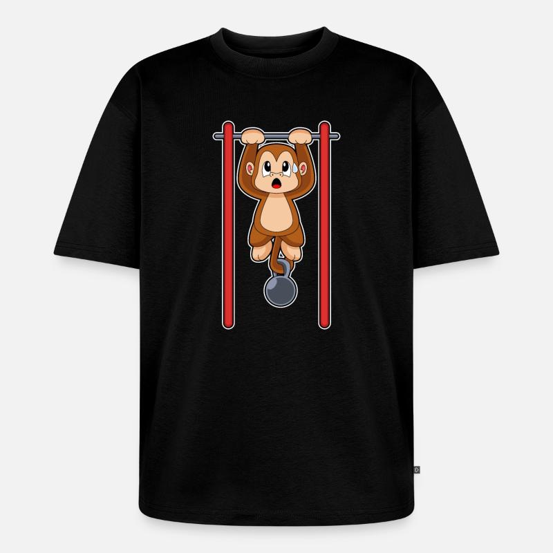 Monkey Bodybuilder Pull-ups Bodybuilding - Unisex Premium Oversized Organic T-Shirt - black