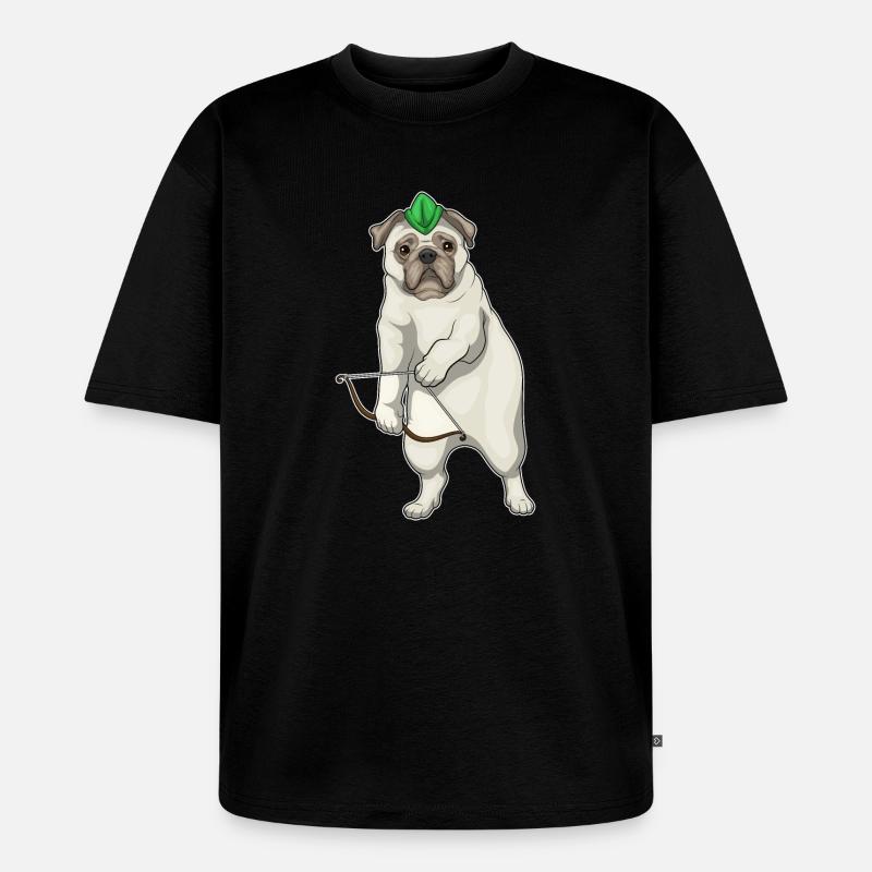 Mops Bogenschütze Bogen - Unisex Premium Oversized Bio T-Shirt - Schwarz