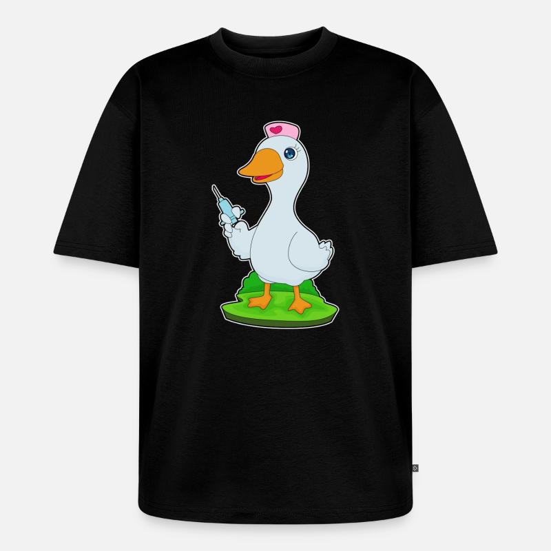 Seringue d’infirmière de canard - T-shirt Premium bio oversize Unisexe - noir