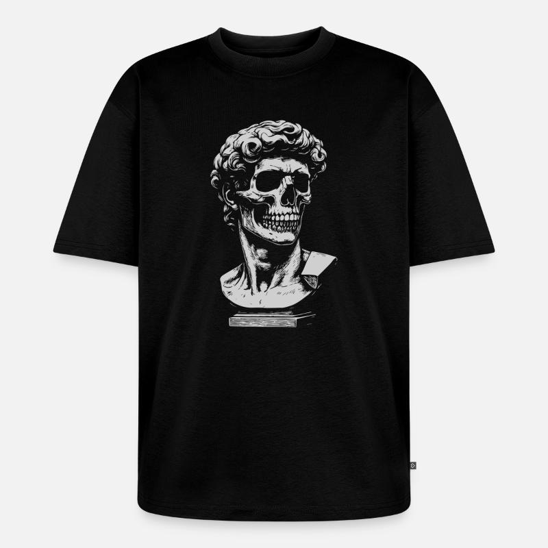 David Michelangelo Skull Bust Artwork - Unisex Premium Oversized Organic T-Shirt - black