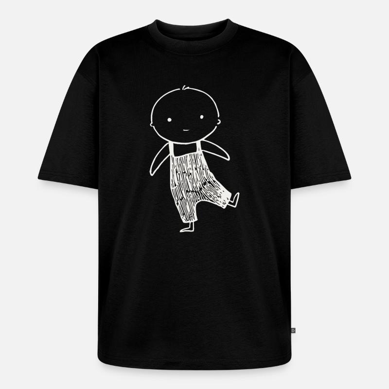 Tiny Doodle in Overalls - Unisex Premium Oversized Bio T-Shirt - Schwarz