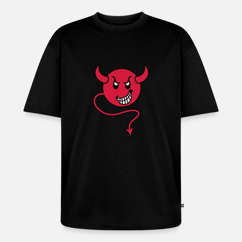 smilie devil red - Unisex Premium Oversized Bio T-Shirt - Schwarz