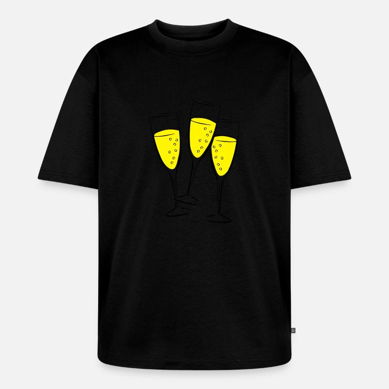sekt glaeser illustration - Unisex Premium Oversized Bio T-Shirt - Schwarz