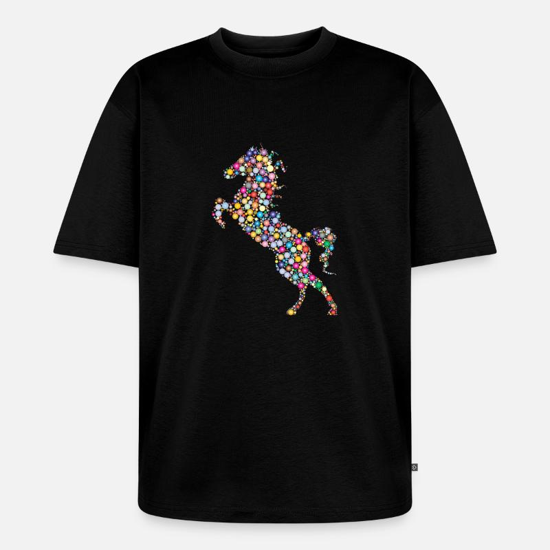 Pferd - Unisex Premium Oversized Bio T-Shirt - Schwarz