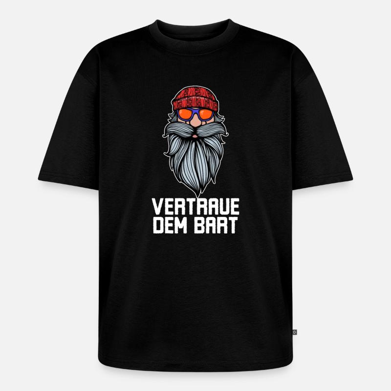 Humorvoll Bart Ziegenbart Statement Bartfrisur - Unisex Premium Oversized Bio T-Shirt - Schwarz