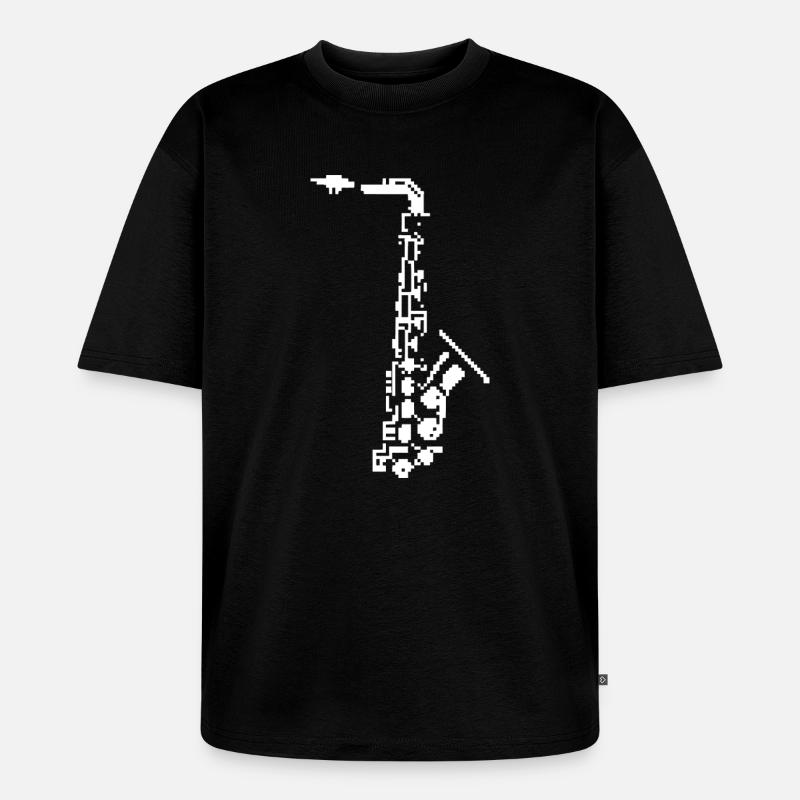 Saxophon Pixel Kunst - Unisex Premium Oversized Bio T-Shirt - Schwarz