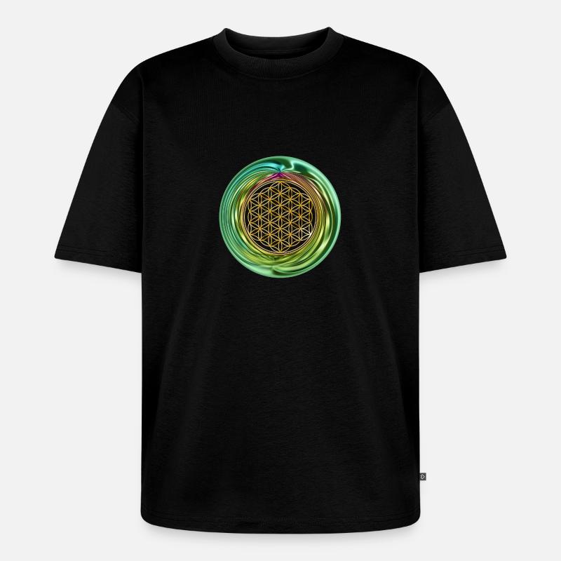 Blume des Lebens - Ring 1 - Unisex Premium Oversized Bio T-Shirt - Schwarz