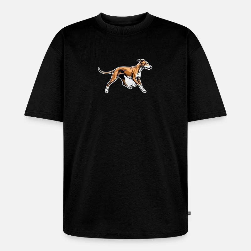 Dynamischer Windhund Lauf-Illustration - Unisex Premium Oversized Bio T-Shirt - Schwarz