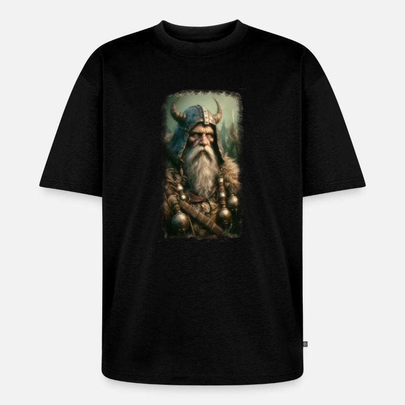 Mythischer Wikingerkrieger mit Hornhelm - Unisex Premium Oversized Bio T-Shirt - Schwarz