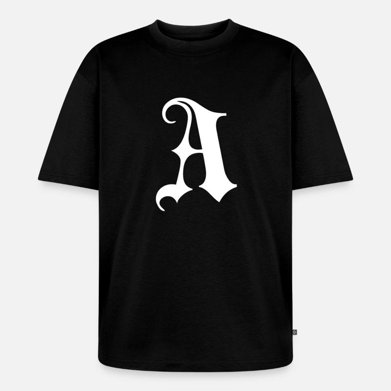 Gothic Monogram A Script - Unisex Premium Oversized Organic T-Shirt - black