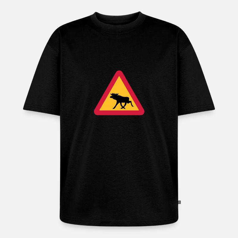 Caution Moose! - Unisex Premium Oversized Organic T-Shirt - black