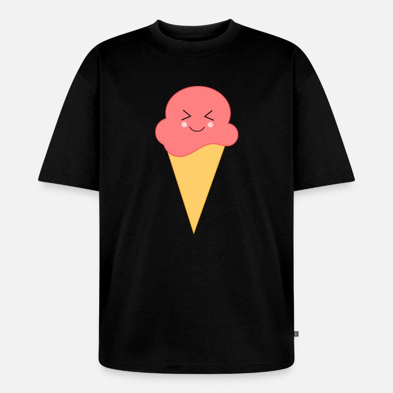 Eis Eiscreme Erdbeereis - Unisex Premium Oversized Bio T-Shirt - Schwarz