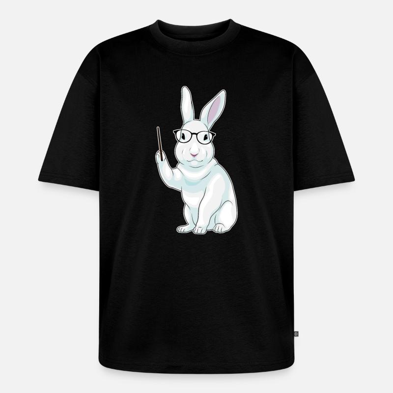 Hase Lehrer Pointer - Unisex Premium Oversized Bio T-Shirt - Schwarz
