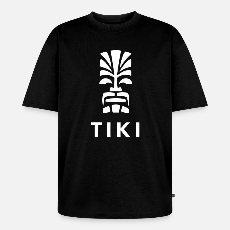 Tiki Design Polynesischer Kopf Lebendig - Unisex Premium Oversized Bio T-Shirt - Schwarz