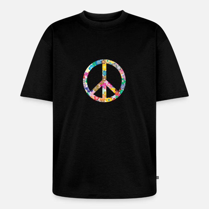 Peace Flower Cadeau d’idée - T-shirt Premium bio oversize Unisexe - noir