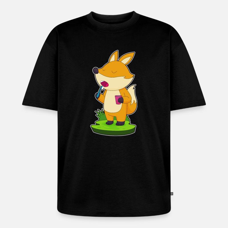 Fuchs Zahnbürste - Unisex Premium Oversized Bio T-Shirt - Schwarz