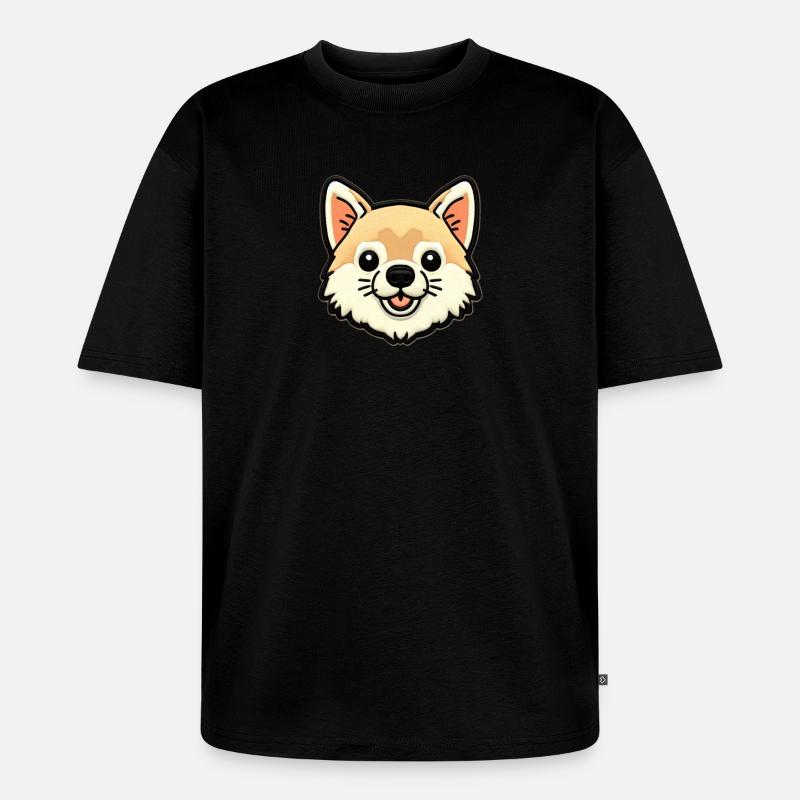 Kuscheliger Corgi Patch - Unisex Premium Oversized Bio T-Shirt - Schwarz