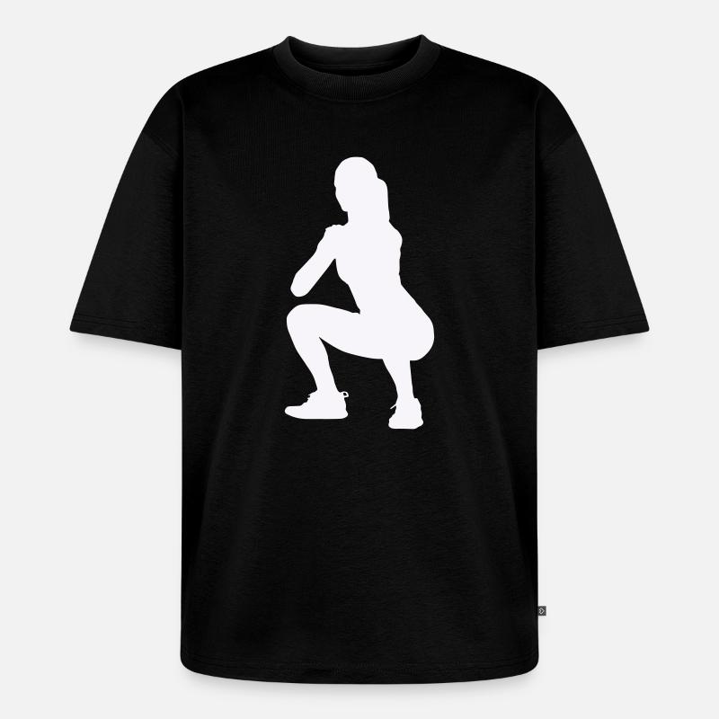 Frau Silhouette Squat - Unisex Premium Oversized Bio T-Shirt - Schwarz