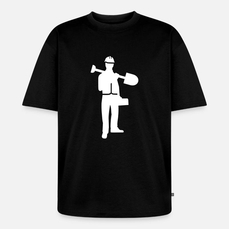 Bauarbeiter - Unisex Premium Oversized Bio T-Shirt - Schwarz