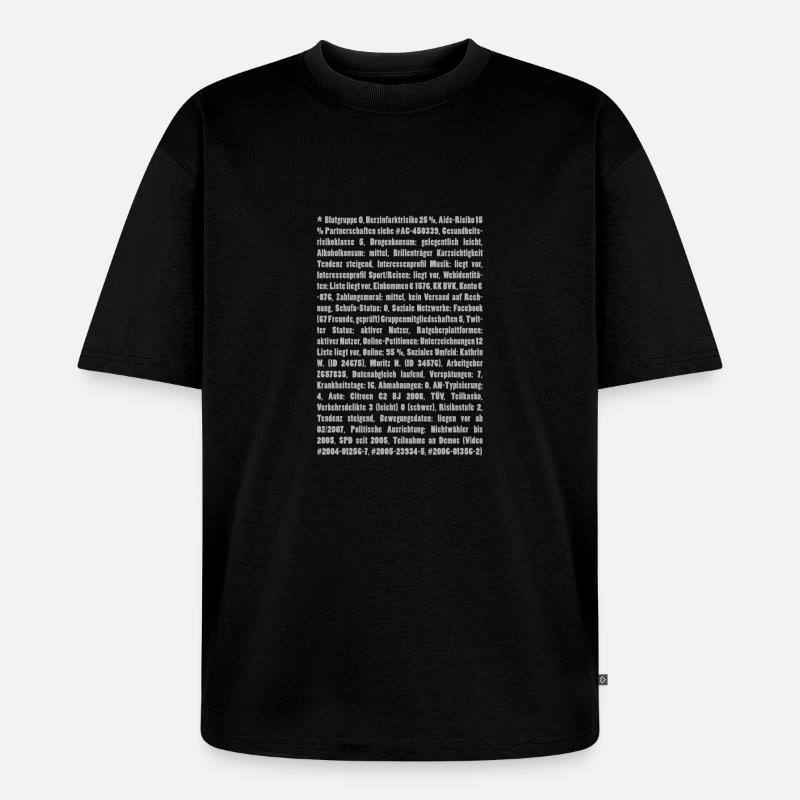 Datensatz - Unisex Premium Oversized Bio T-Shirt - Schwarz