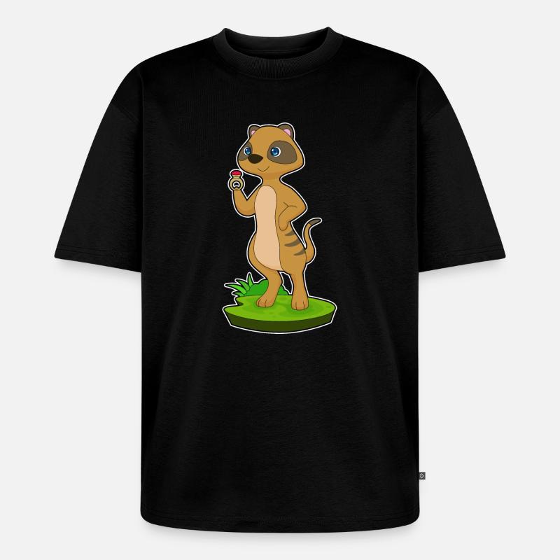 Erdmännchen Ring - Unisex Premium Oversized Bio T-Shirt - Schwarz