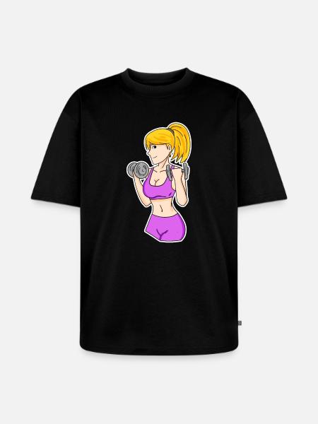Fitness Frau Hanteln - Unisex Premium Oversized Bio T-Shirt - Schwarz