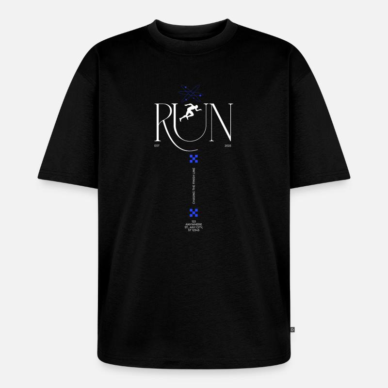 RUN Neon Runner Glyphs - T-shirt Premium bio oversize Unisexe - noir