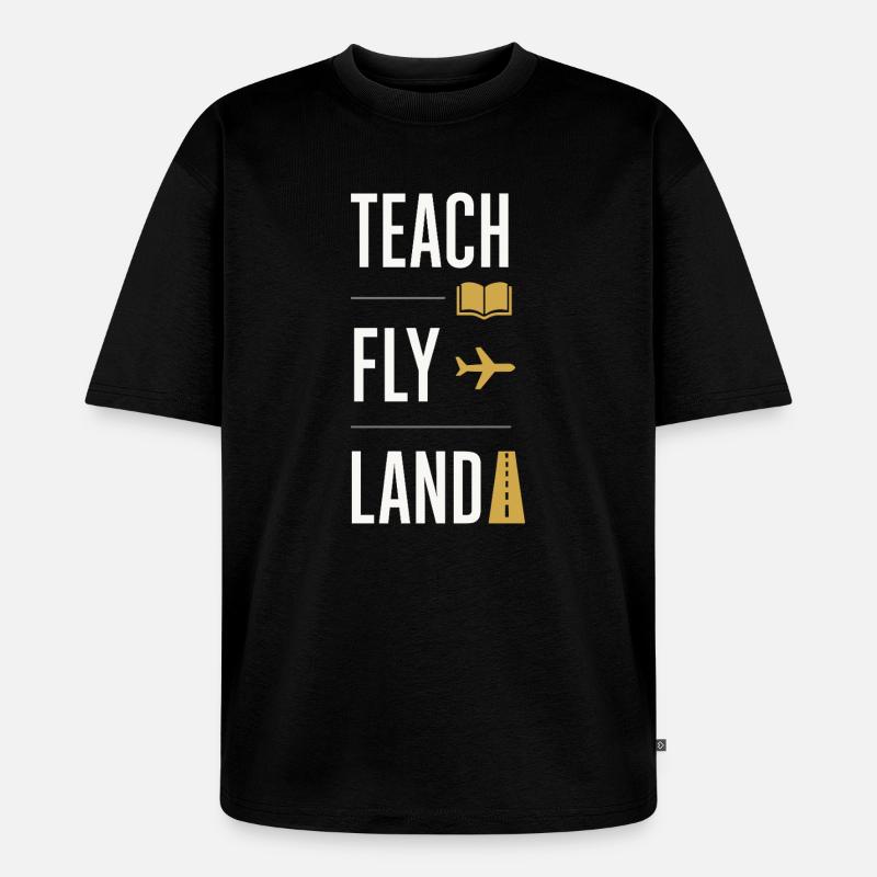 Fluglehrer Cfi Pilot Luftfahrtlehrer - Unisex Premium Oversized Bio T-Shirt - Schwarz