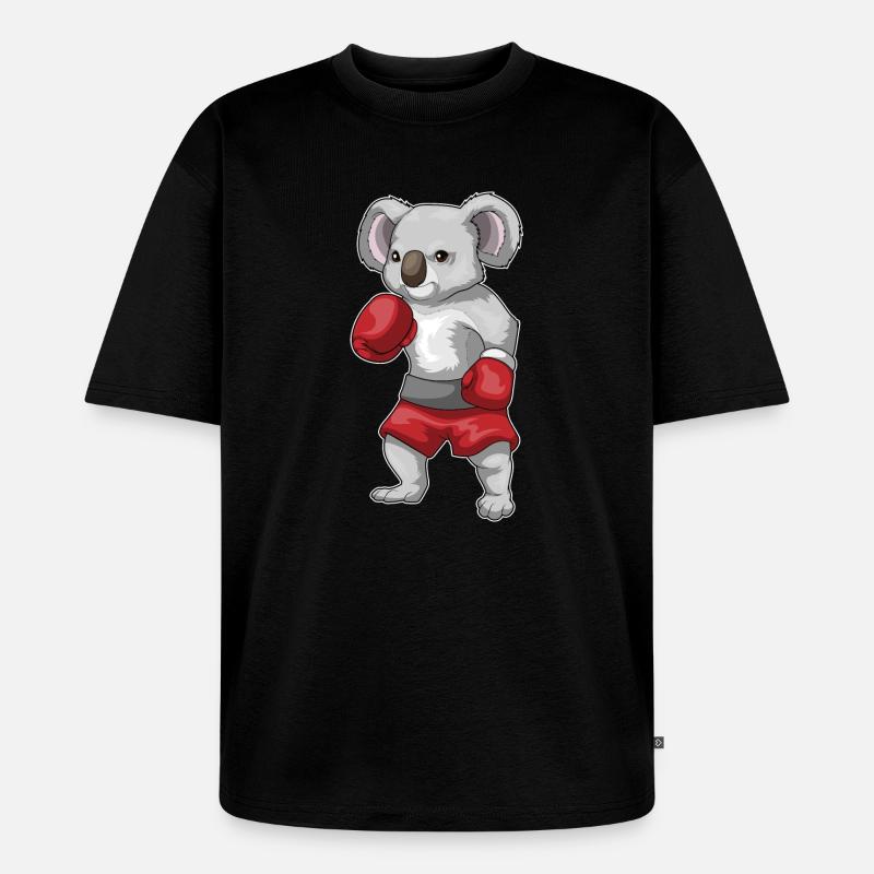 Koala Boxer Boxhandschuhe Boxen - Unisex Premium Oversized Bio T-Shirt - Schwarz