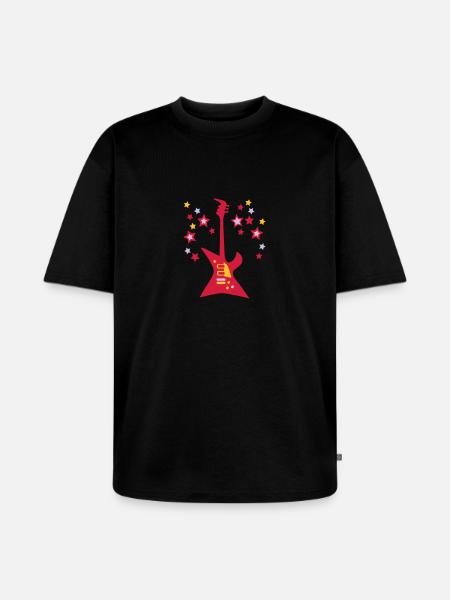 Guitare-electrique-son-etoiles - T-shirt Premium bio oversize Unisexe - noir