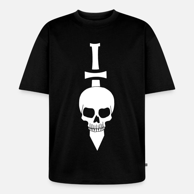 Crâne blanc et épée - T-shirt Premium bio oversize Unisexe - noir