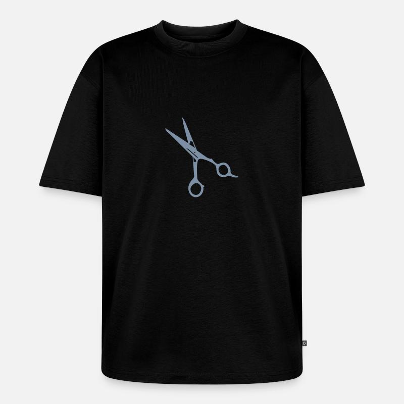 Frisör-Schere / barber scissors (1c) - Unisex Premium Oversized Bio T-Shirt - Schwarz