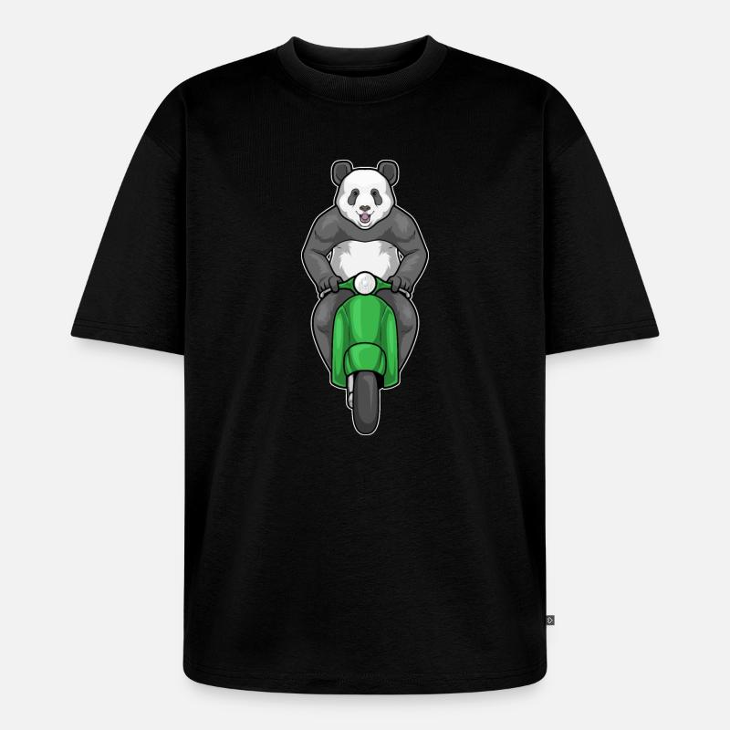 Panda Motorroller - Unisex Premium Oversized Bio T-Shirt - Schwarz