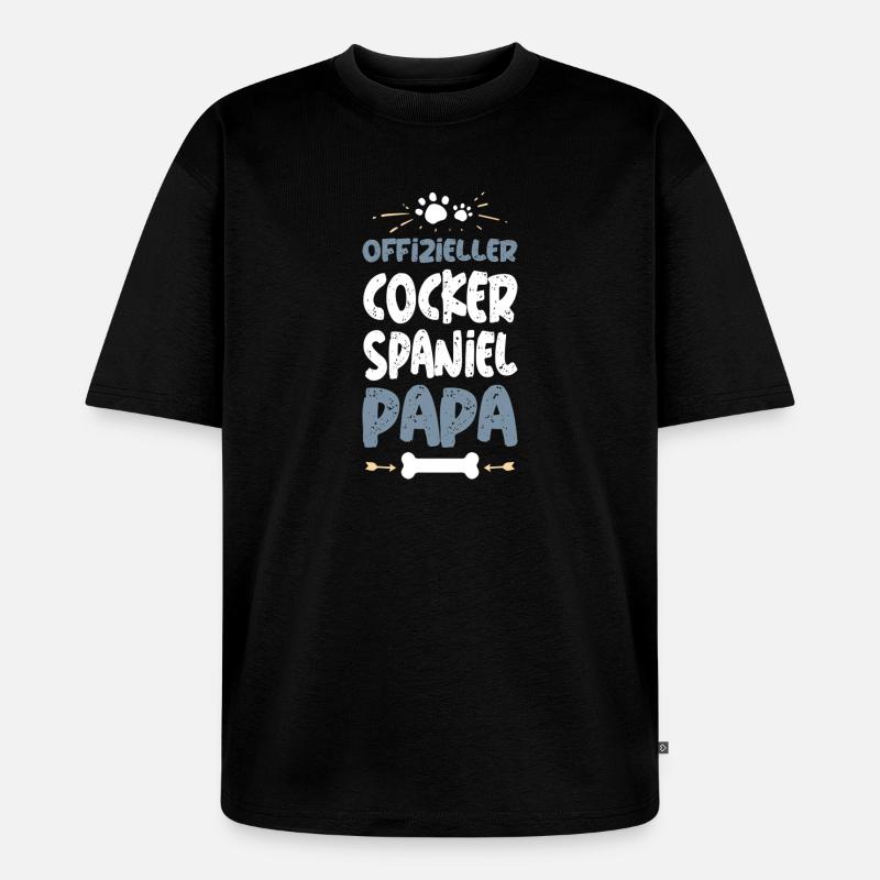 Offizieller Cocker Spaniel Papa - Unisex Premium Oversized Bio T-Shirt - Schwarz