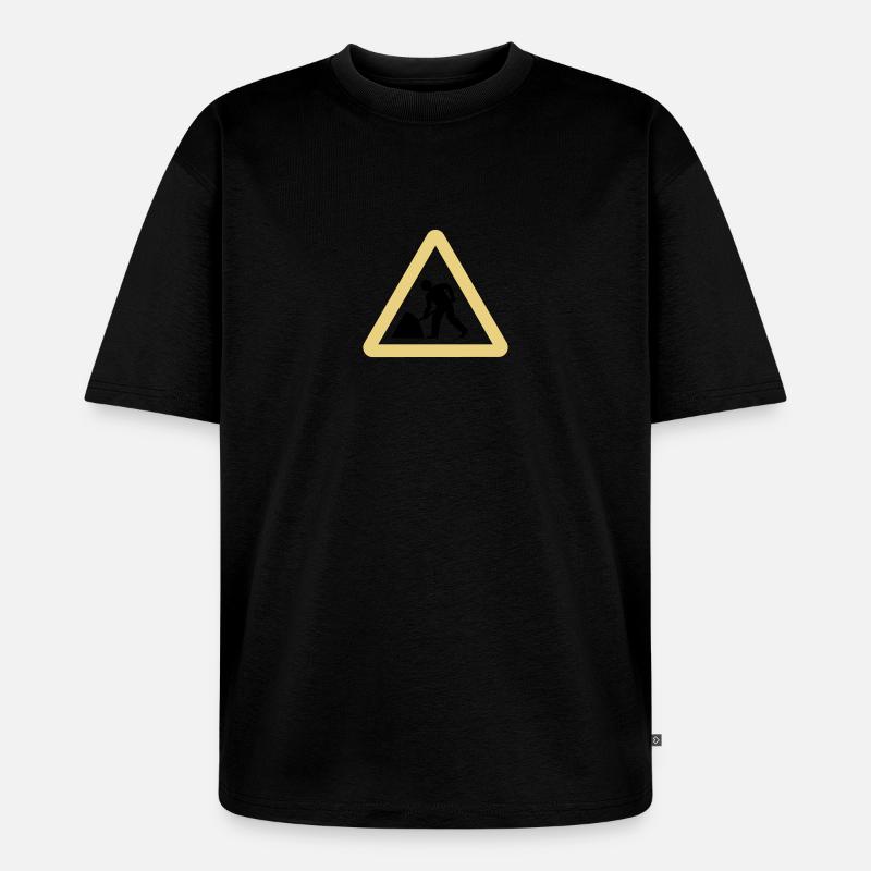Baustelle,Arbeiter,Bauarbeiten,Achtung,Gefahr - Unisex Premium Oversized Bio T-Shirt - Schwarz