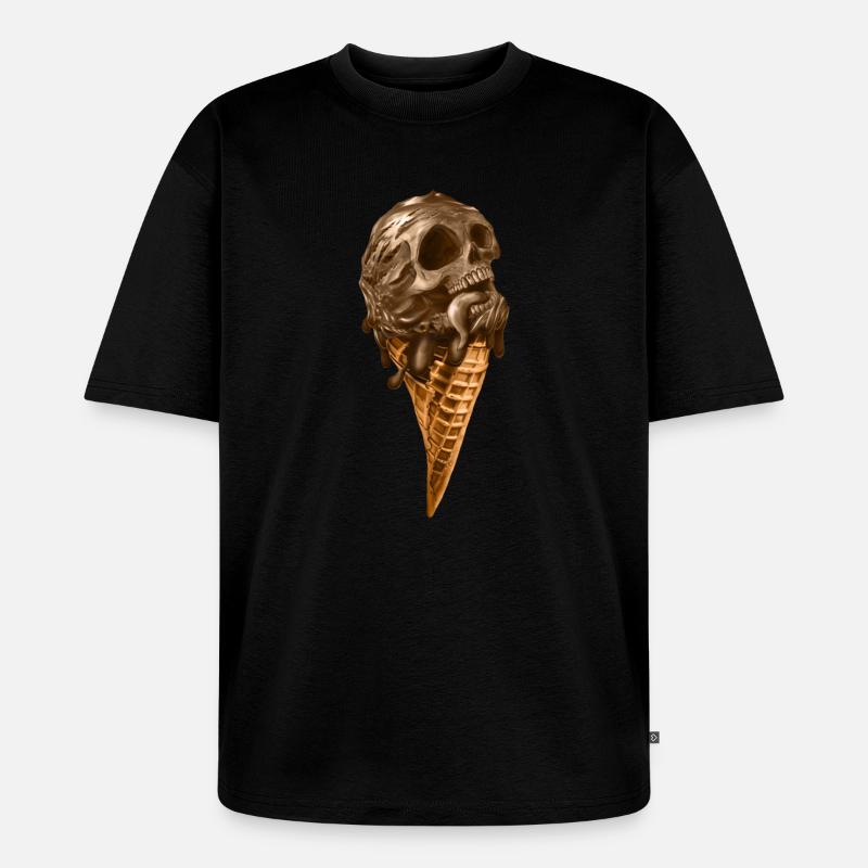 Softeis mit ätherischem Totenkopf - Unisex Premium Oversized Bio T-Shirt - Schwarz