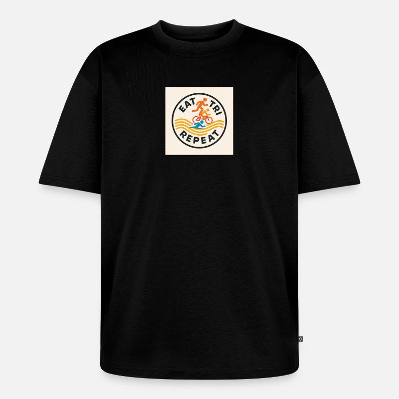 ESSEN SIE TRI REPEAT - Unisex Premium Oversized Bio T-Shirt - Schwarz