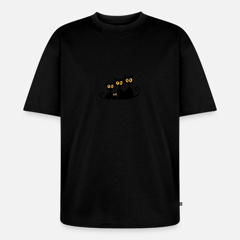 Schwarze Katzen - Unisex Premium Oversized Bio T-Shirt - Schwarz