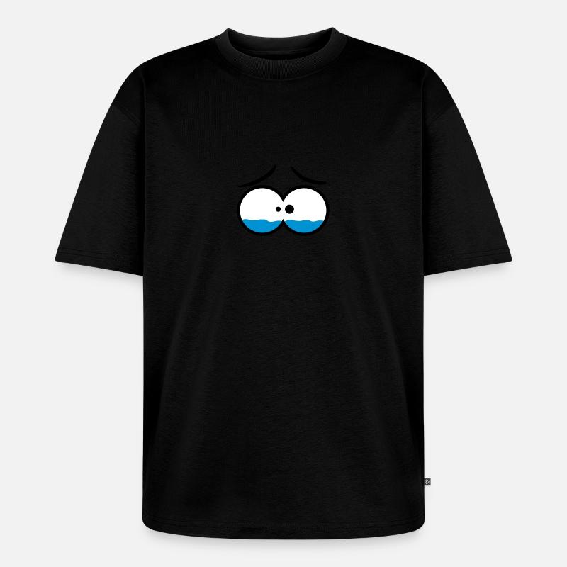 Sad Crying Comic Eyes - T-shirt Premium bio oversize Unisexe - noir