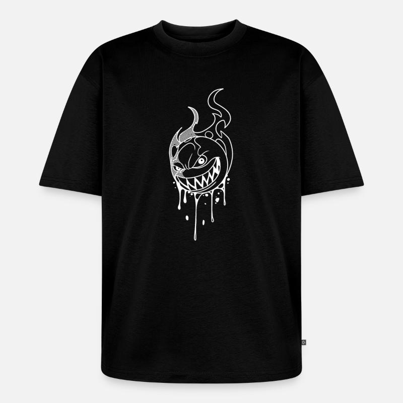 Flammendes Dämonenlächeln - Unisex Premium Oversized Bio T-Shirt - Schwarz