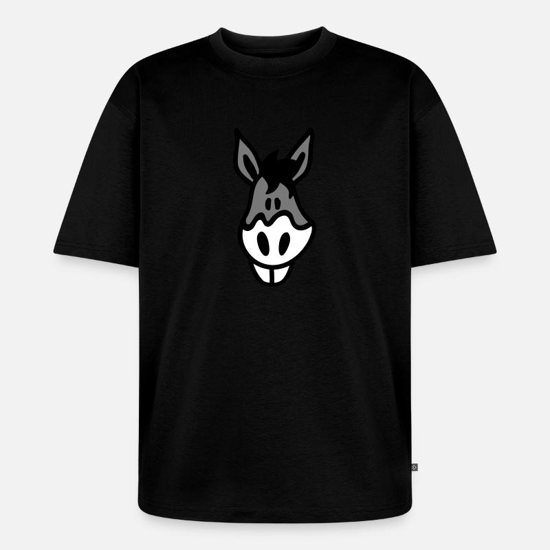 Crazy Esel - Kopf 3 - Unisex Premium Oversized Bio T-Shirt - Schwarz