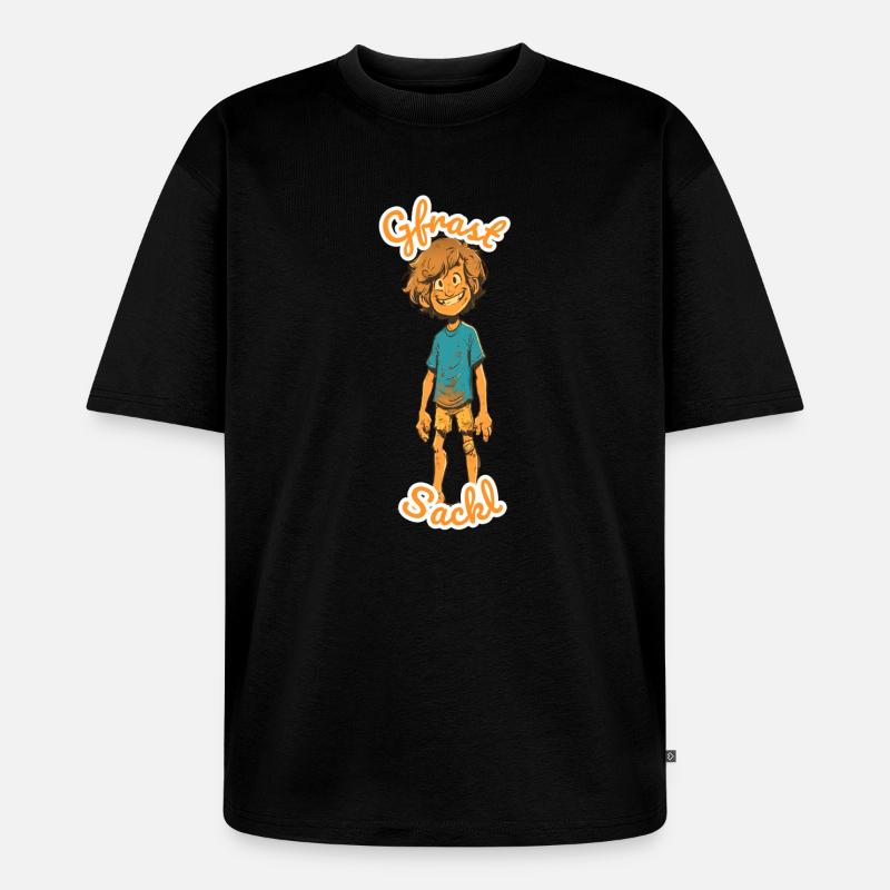 Fröhlicher Matschjunge im Abenteuer - Unisex Premium Oversized Bio T-Shirt - Schwarz