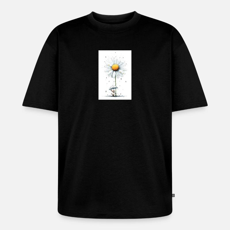 Gänseblümchen Bär mit Regenschirm - Unisex Premium Oversized Bio T-Shirt - Schwarz